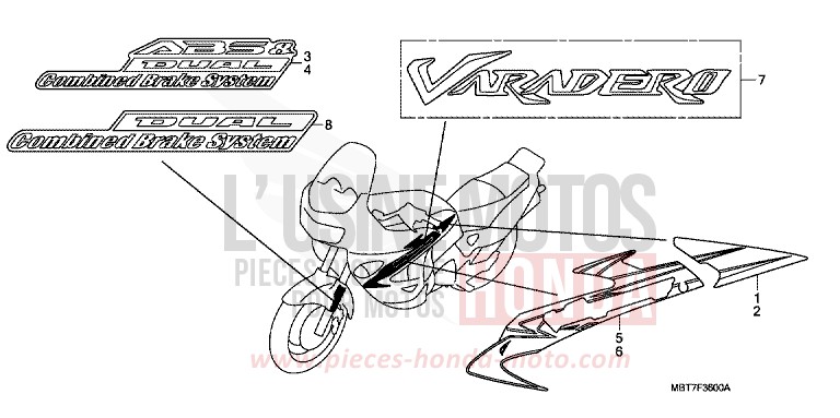MARQUE/RAYURE de Varadero ABS PEARL CONCOURS BLACK (NHA65) de 2007